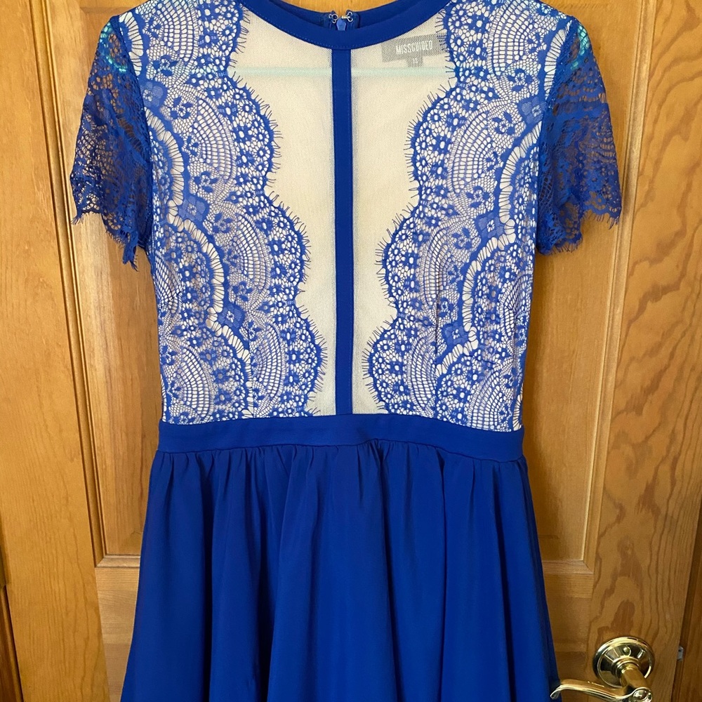 Missguided Cobalt Blue Dress with Lace